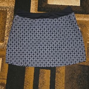 Blue and White Geometric A-Line Mini Skirt